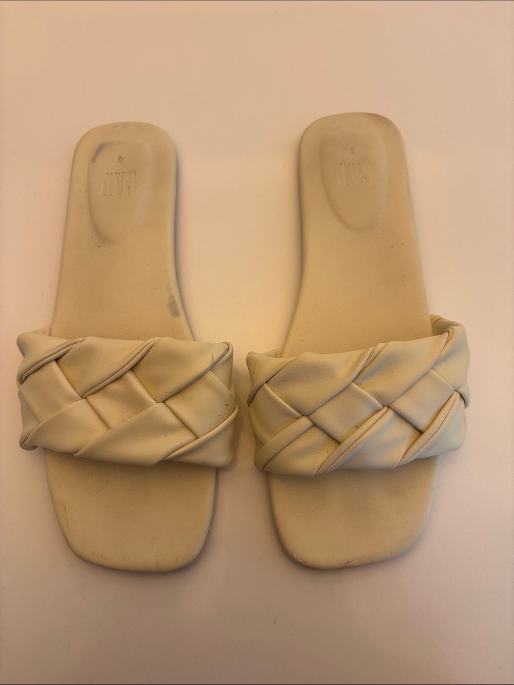 GAP Quilted Slide Sandals, Ivory Color, Great Condition! Some Wear, Size 8